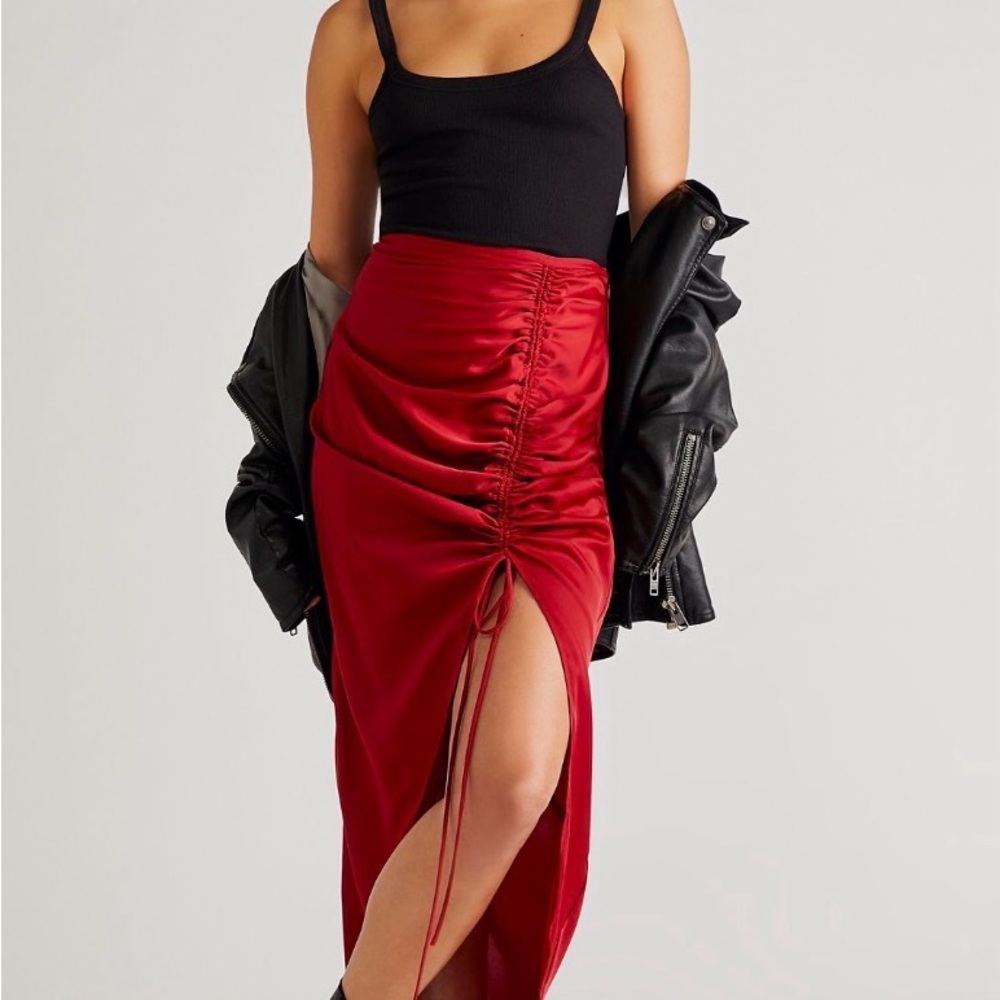Free People Cerine Ruched Midi Skirt